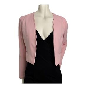 Love Tree Blush Pink Scallop Edge Open Front Blazer Medium Soft Lightweight